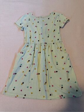 Cat & Jack Mint Short Sleeve Dress with Multi-Color Hearts